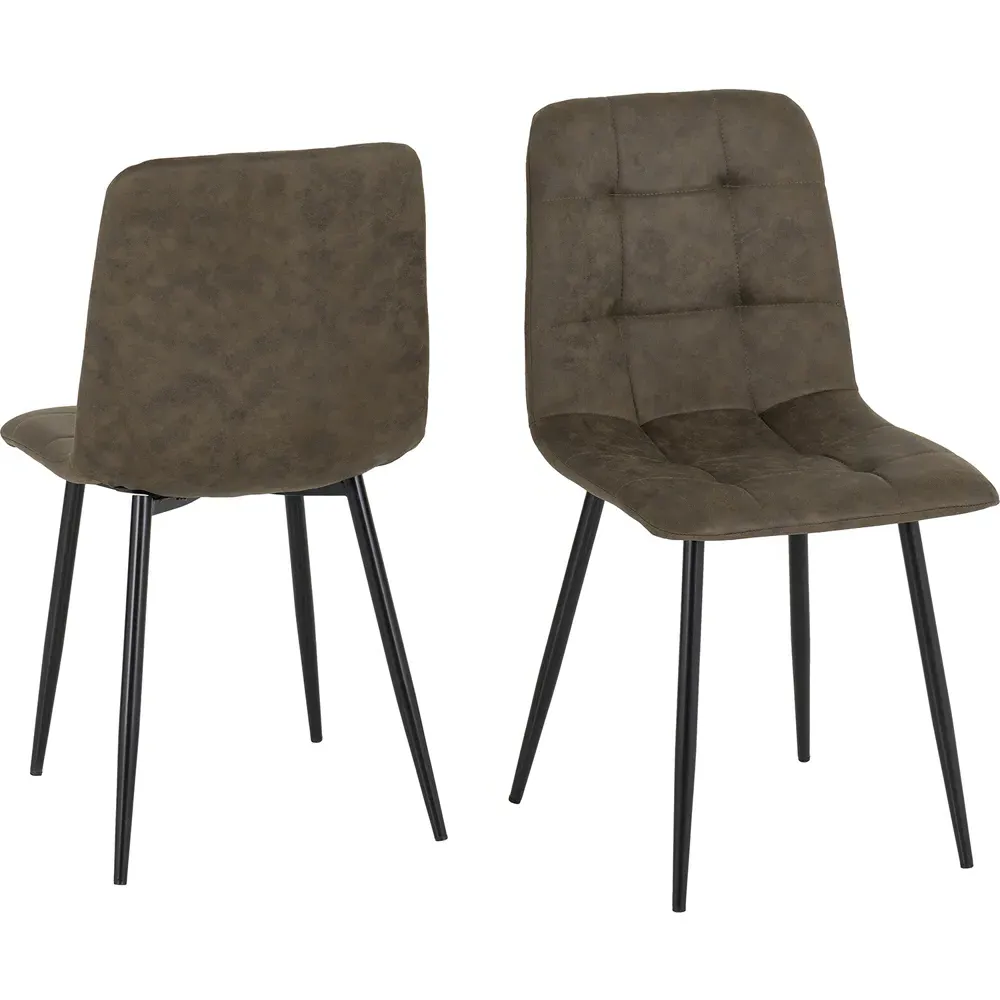 Fenton Set of 4 Dining Chairs - Olive Green, Suede