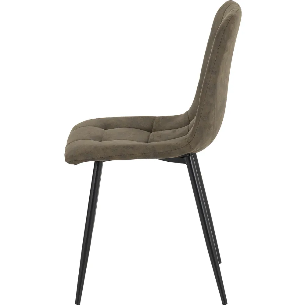 Fenton Set of 4 Dining Chairs - Olive Green, Suede