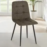 Fenton Set of 4 Dining Chairs - Olive Green, Suede