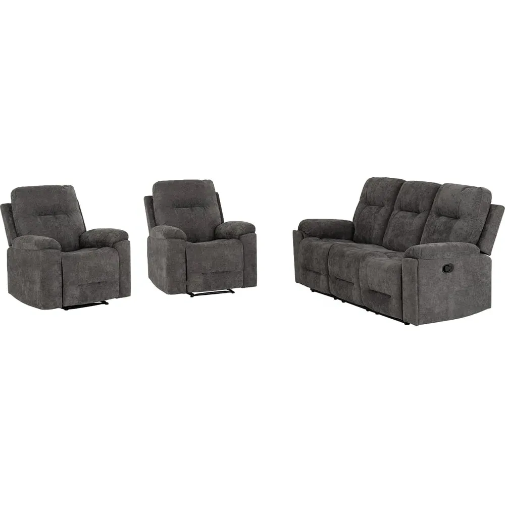 Guildford 5-Seater Recliner Sofa Set - Grey, Fabric