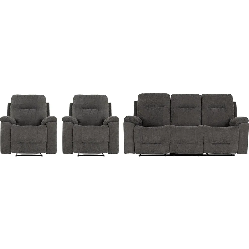 Guildford 5-Seater Recliner Sofa Set - Grey, Fabric