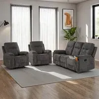 Guildford 5-Seater Recliner Sofa Set - Grey, Fabric
