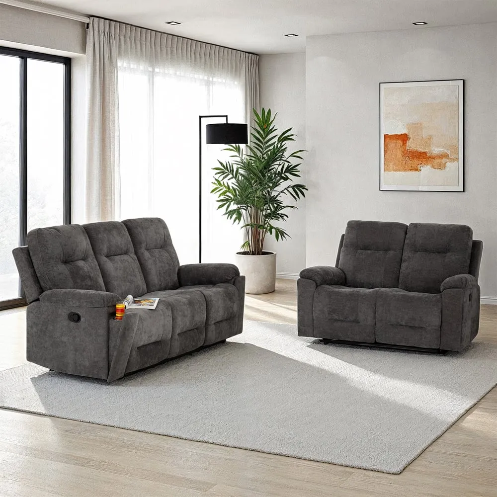 Guildford 5-Seater Recliner Suite - Grey, Fabric