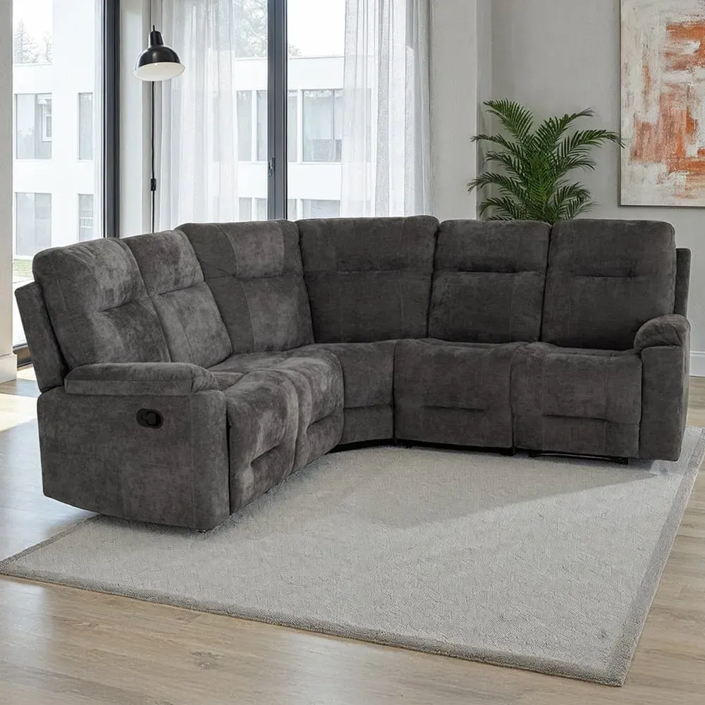 Guildford 6-Seater L-Shaped Corner Sofa with Reclining - Grey