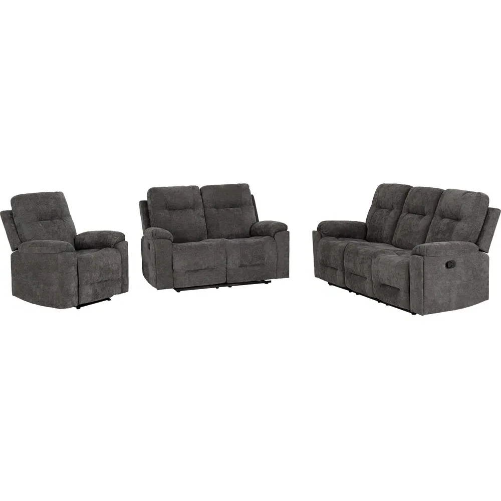 Guildford 6-Seater Recliner Sofa Set - Grey, Fabric