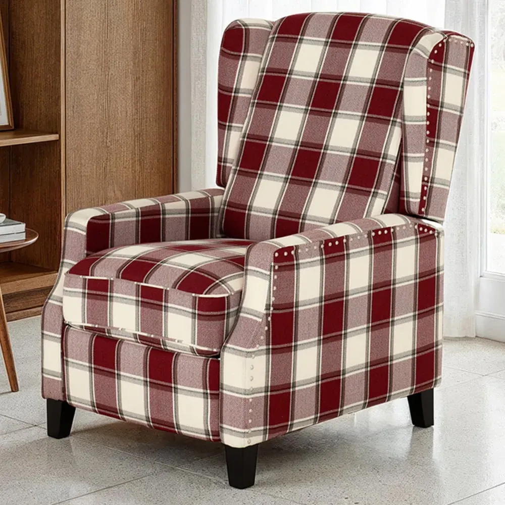 Kensington Recliner Chair - Red Tartan, Fabric image