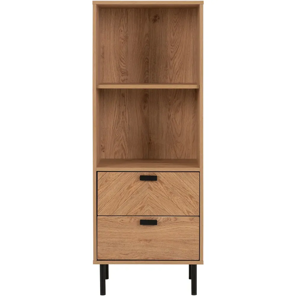 Leon 2 Drawer 2 Shelf Cabinet - Brown, Oak Effect