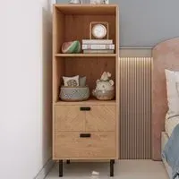 Leon 2 Drawer 2 Shelf Cabinet - Brown, Oak Effect