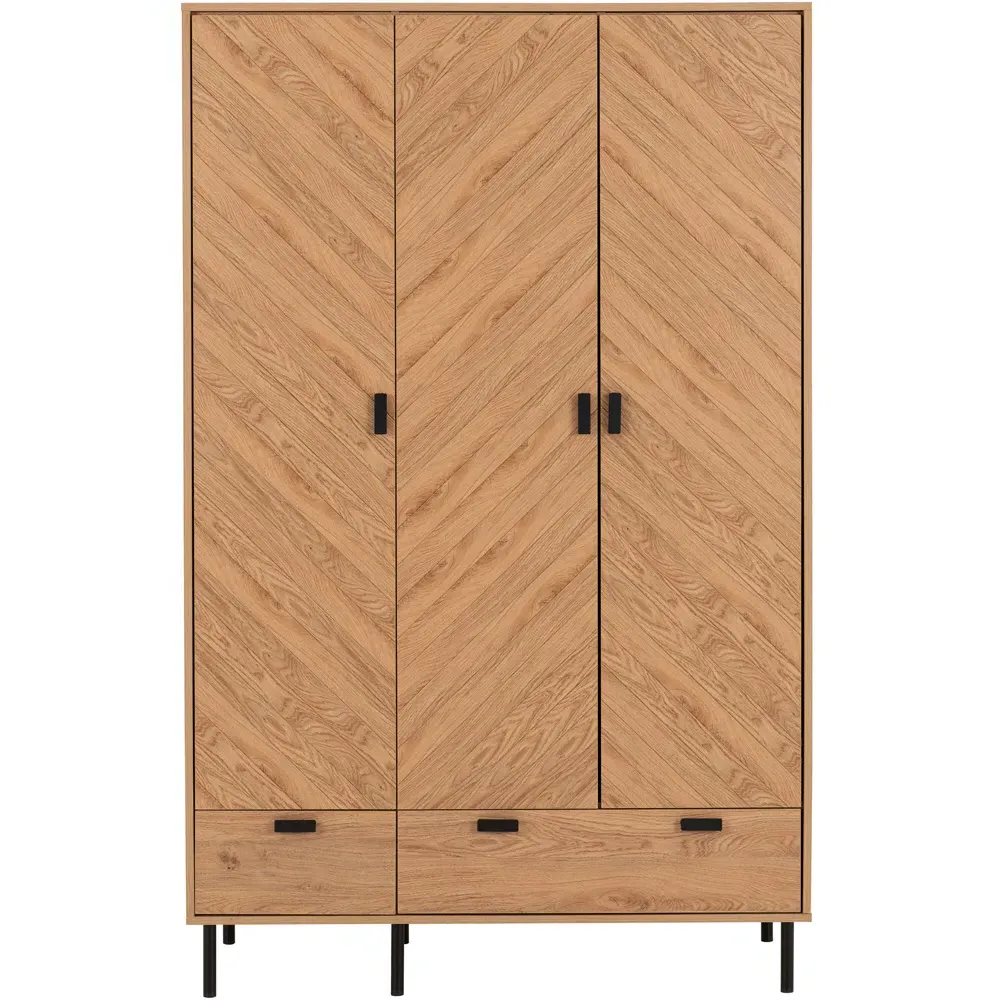 Leon 3 Door 2 Drawer Wardrobe - Brown, Oak Effect