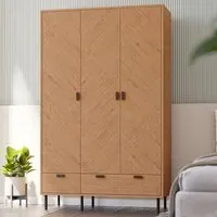 Leon 3 Door 2 Drawer Wardrobe - Brown, Oak Effect