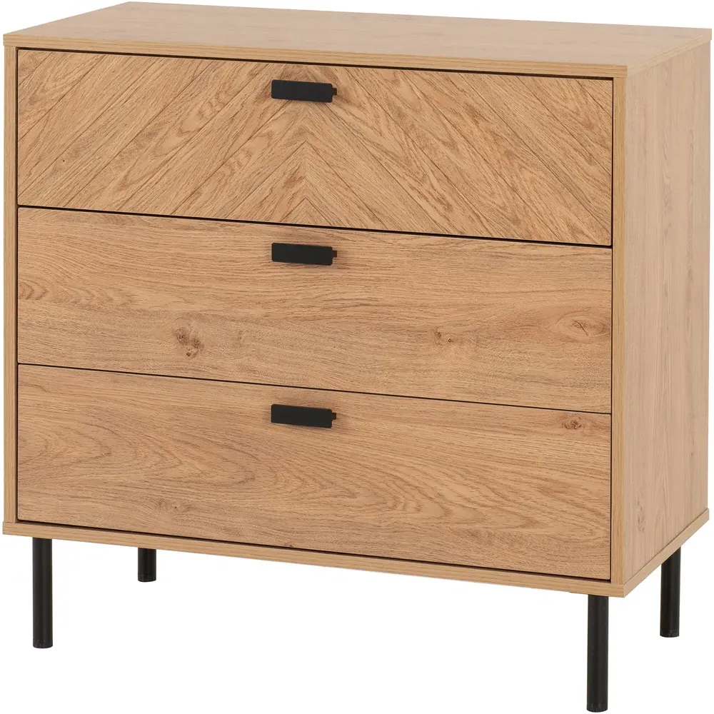 Leon 3 Drawer Chest of Drawers - Brown, Oak Effect