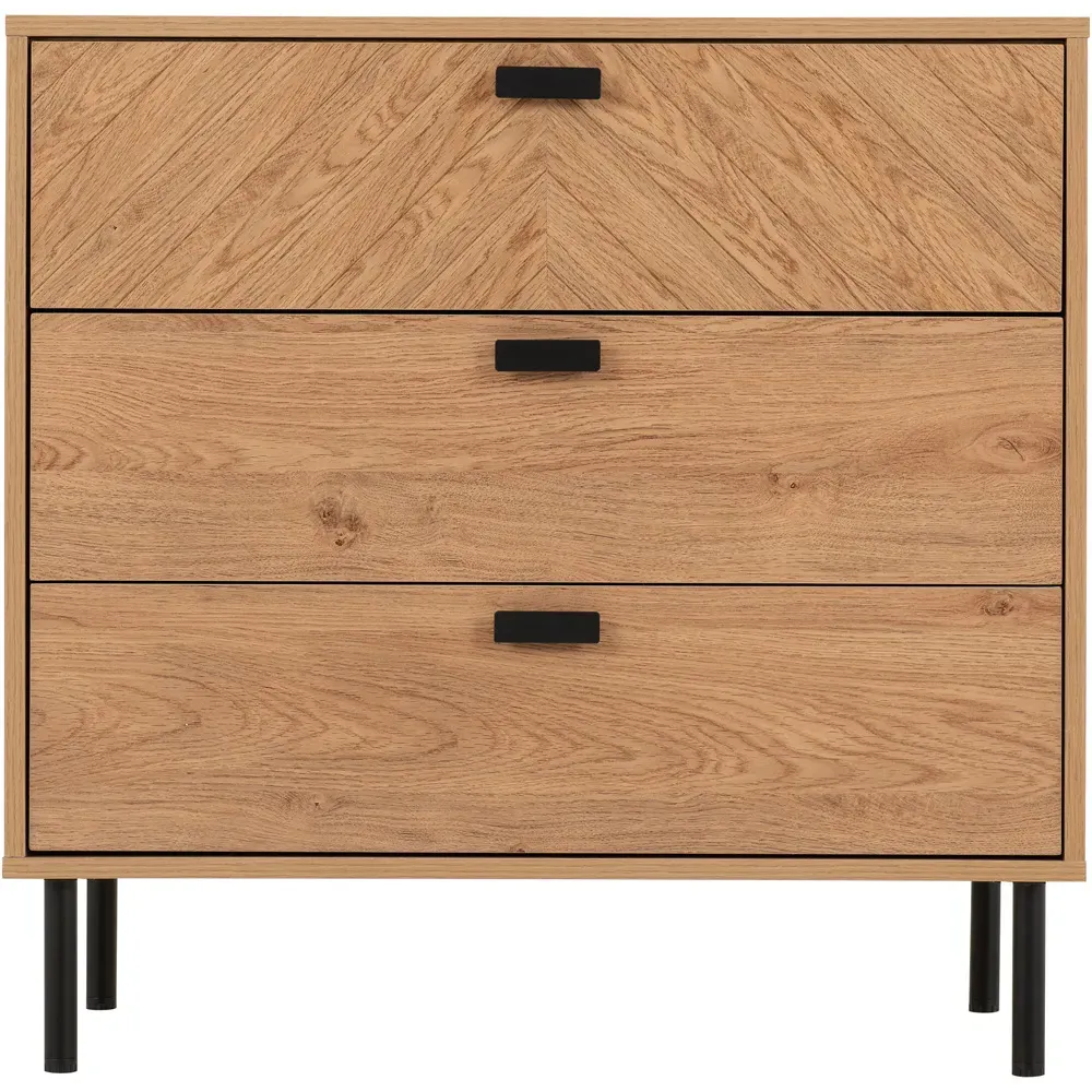 Leon 3 Drawer Chest of Drawers - Brown, Oak Effect