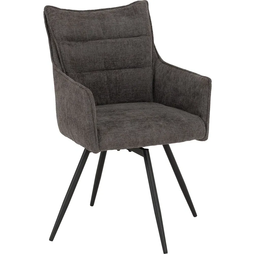 Lewis Set of 2 Carver Swivel Dining Chairs - Grey, Fabric