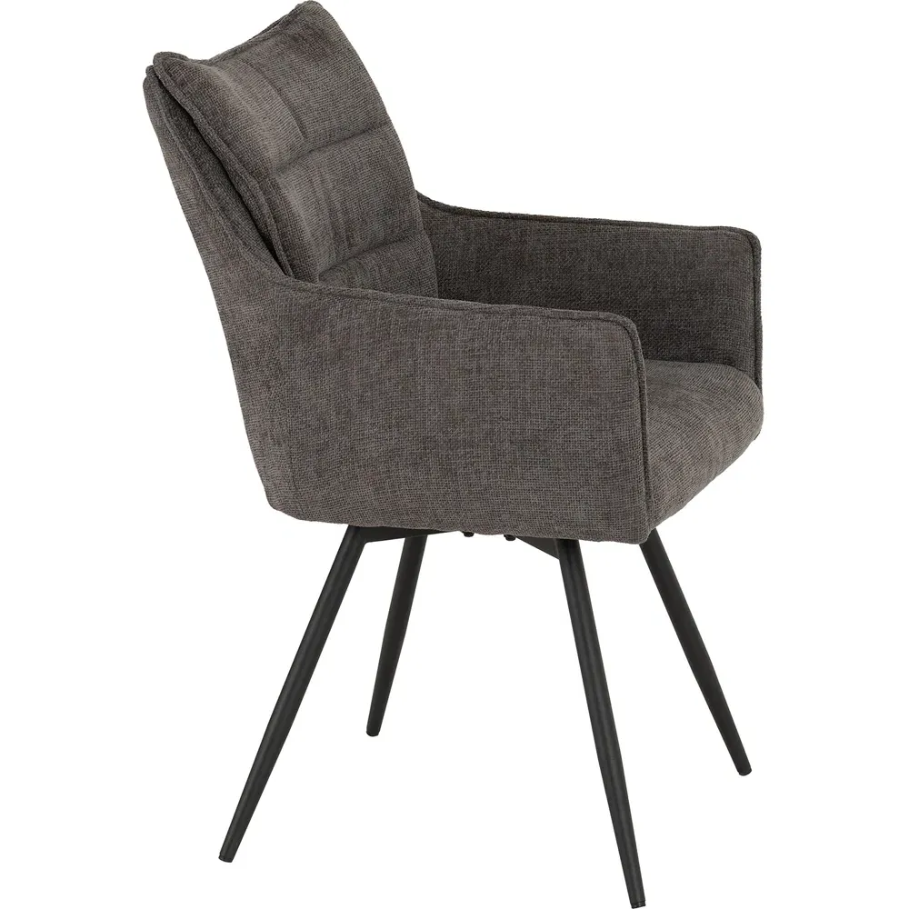 Lewis Set of 2 Carver Swivel Dining Chairs - Grey, Fabric