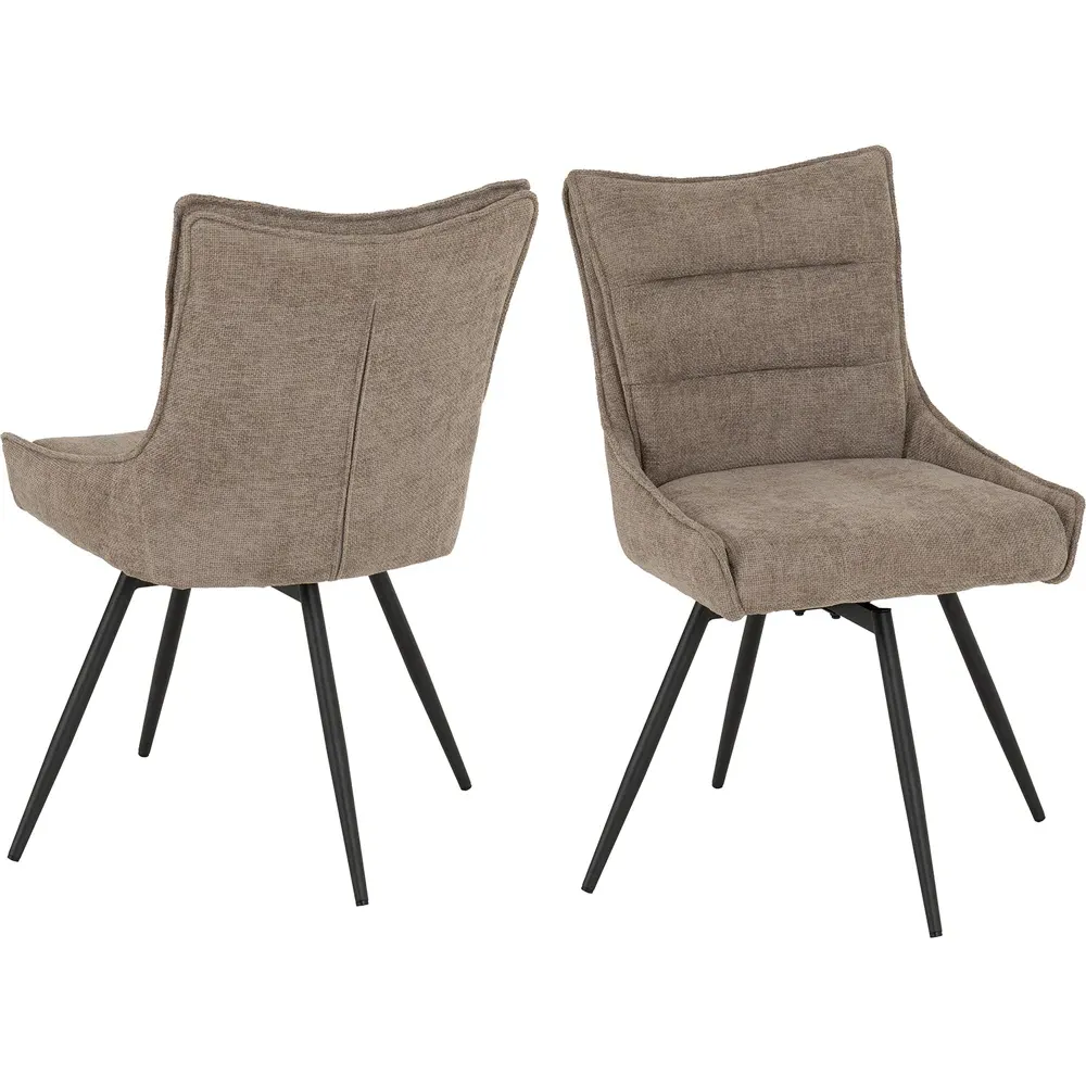 Lewis Set of 2 Swivel Dining Chairs - Fawn, Fabric