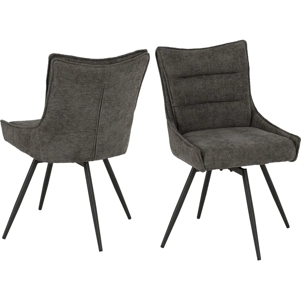 Lewis Set of 2 Swivel Dining Chairs - Grey, Fabric