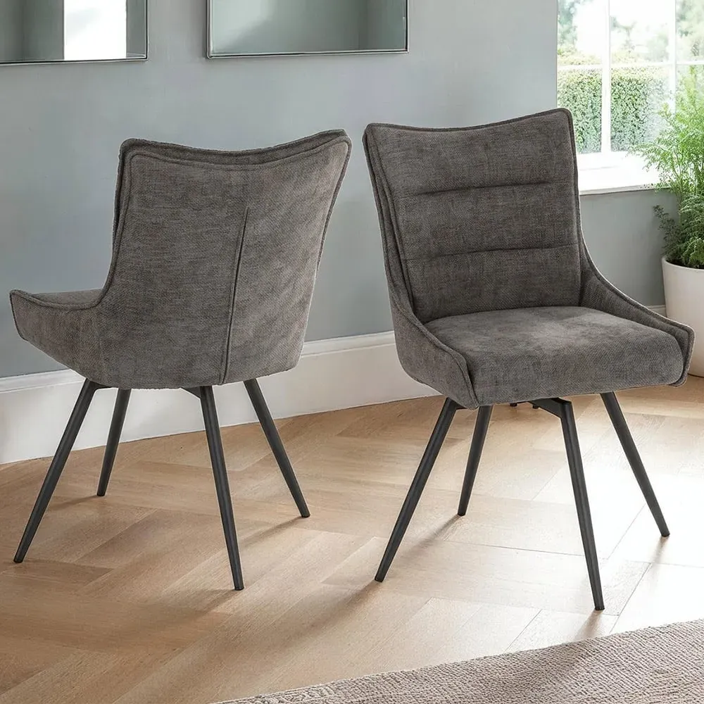 Lewis Set of 2 Swivel Dining Chairs - Grey, Fabric