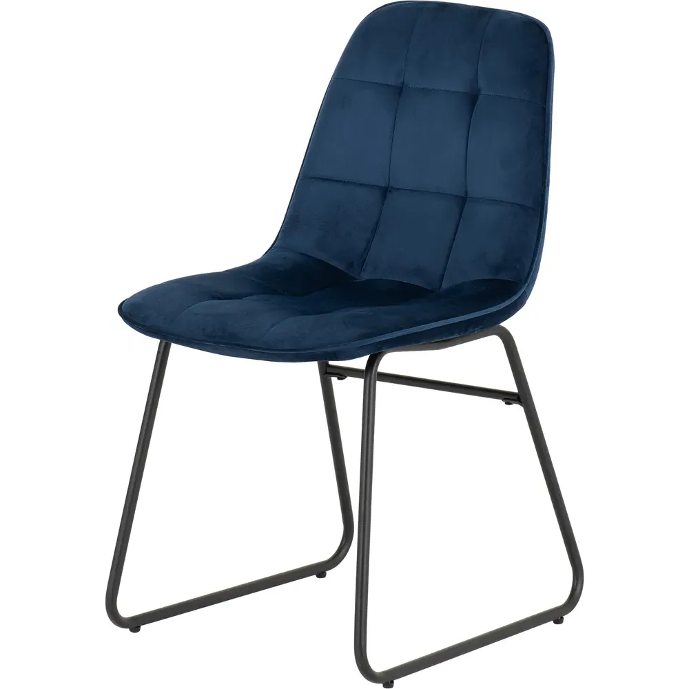 Lukas Set of 2 Dining Chairs - Blue, Velvet
