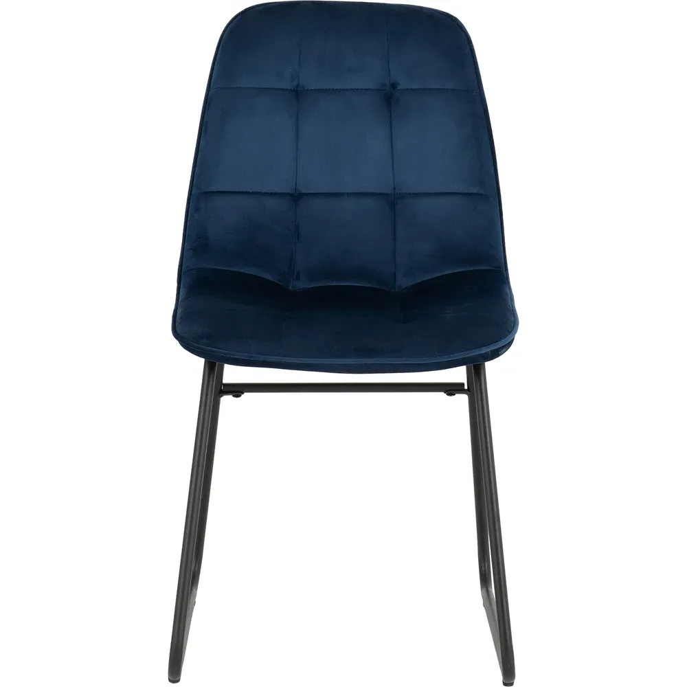 Lukas Set of 2 Dining Chairs - Blue, Velvet