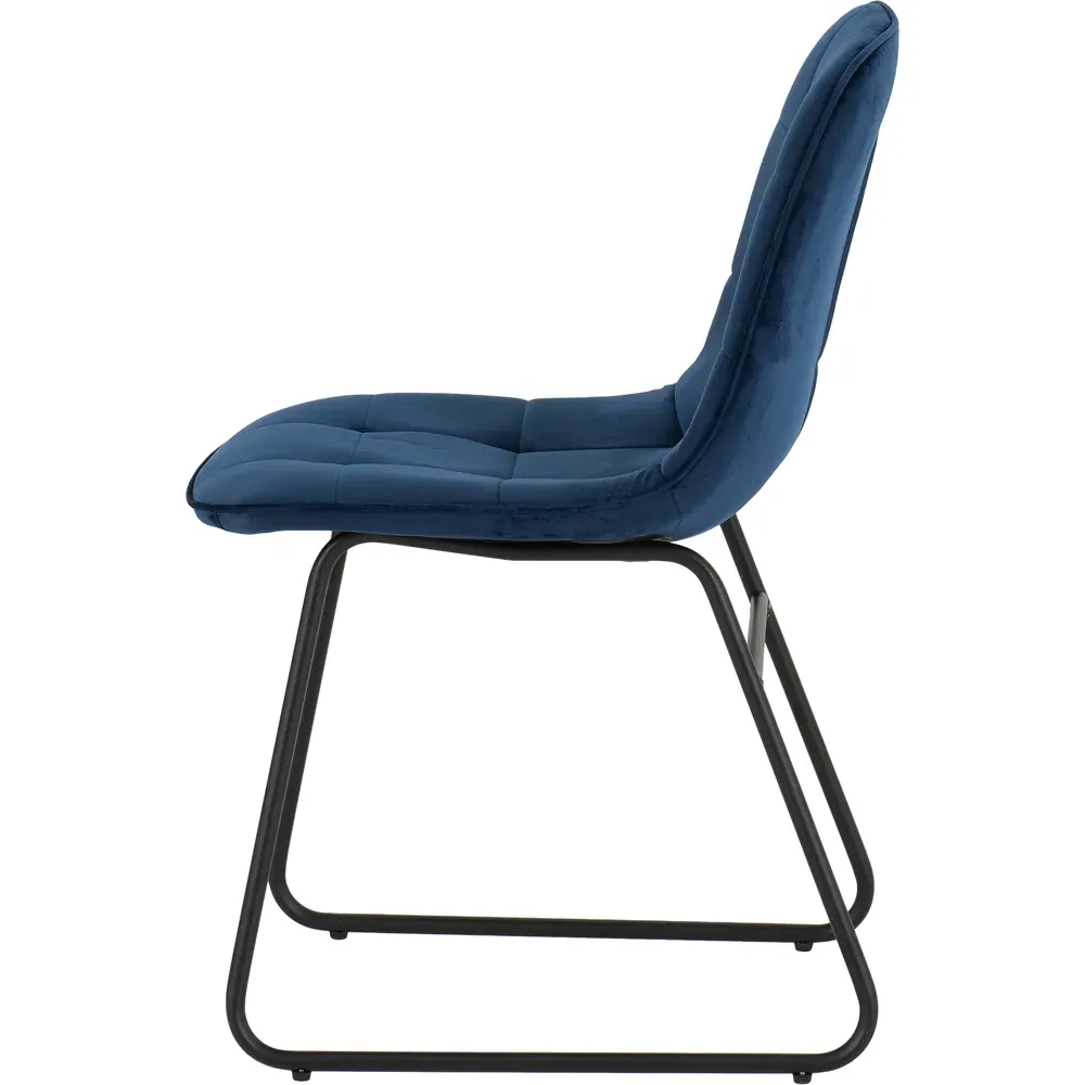 Lukas Set of 2 Dining Chairs - Blue, Velvet