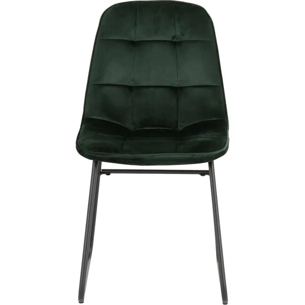 Lukas Set of 2 Dining Chairs - Green, Velvet