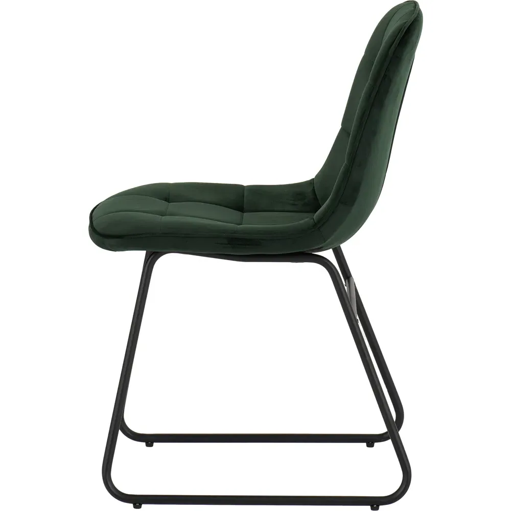 Lukas Set of 2 Dining Chairs - Green, Velvet