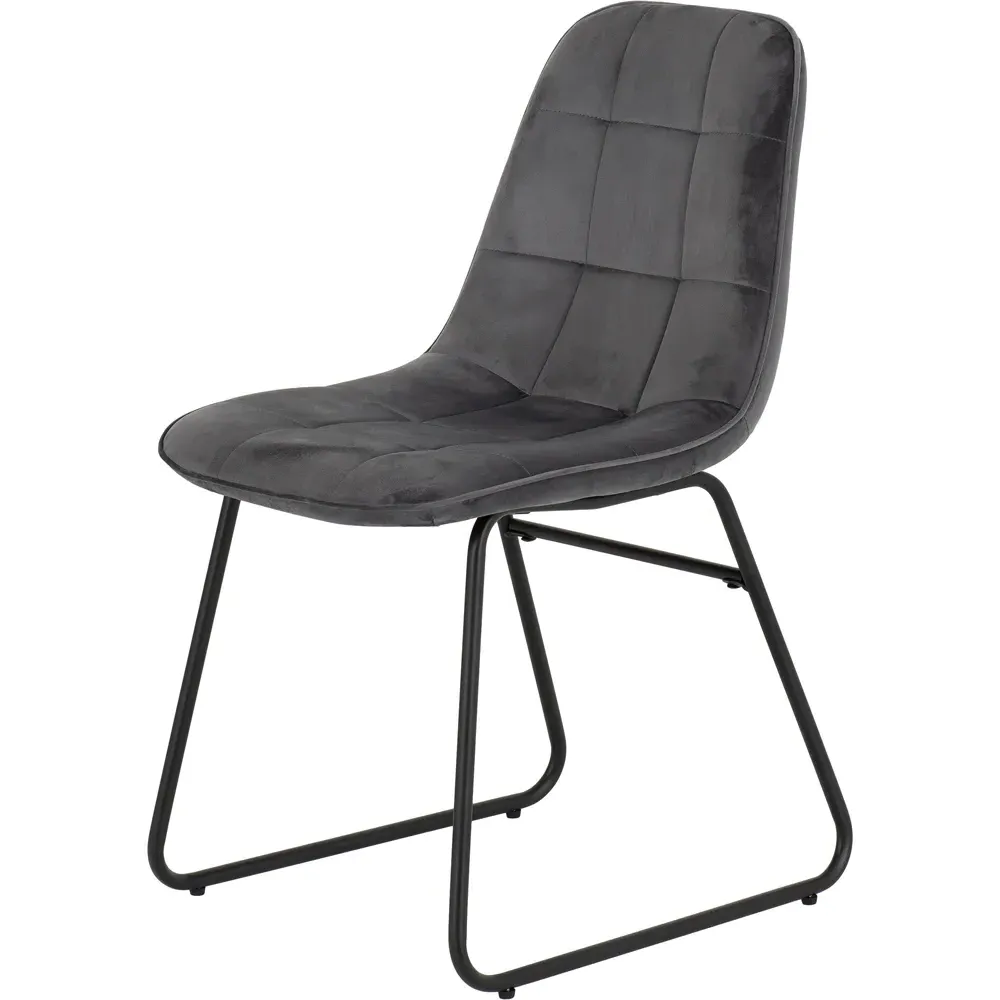 Lukas Set of 2 Dining Chairs - Grey, Velvet