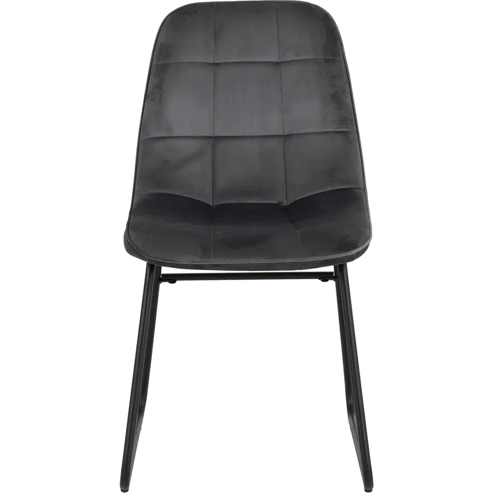 Lukas Set of 2 Dining Chairs - Grey, Velvet