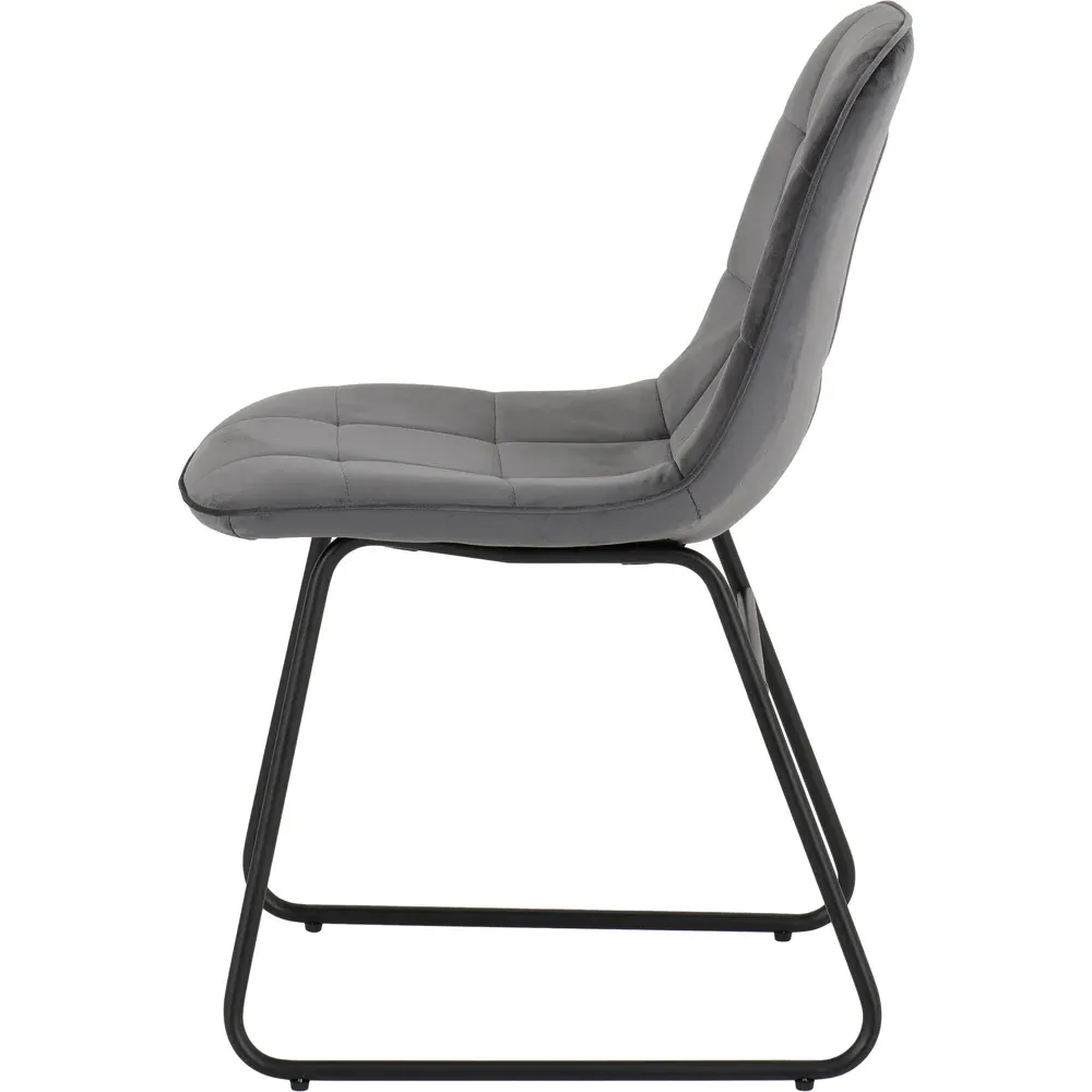 Lukas Set of 2 Dining Chairs - Grey, Velvet