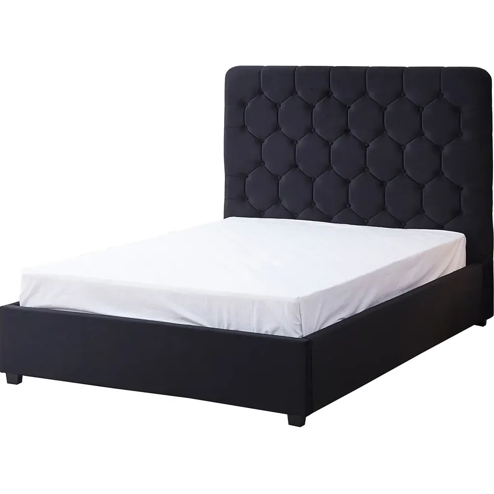 Madison Double Bed Frame - Black, Velvet