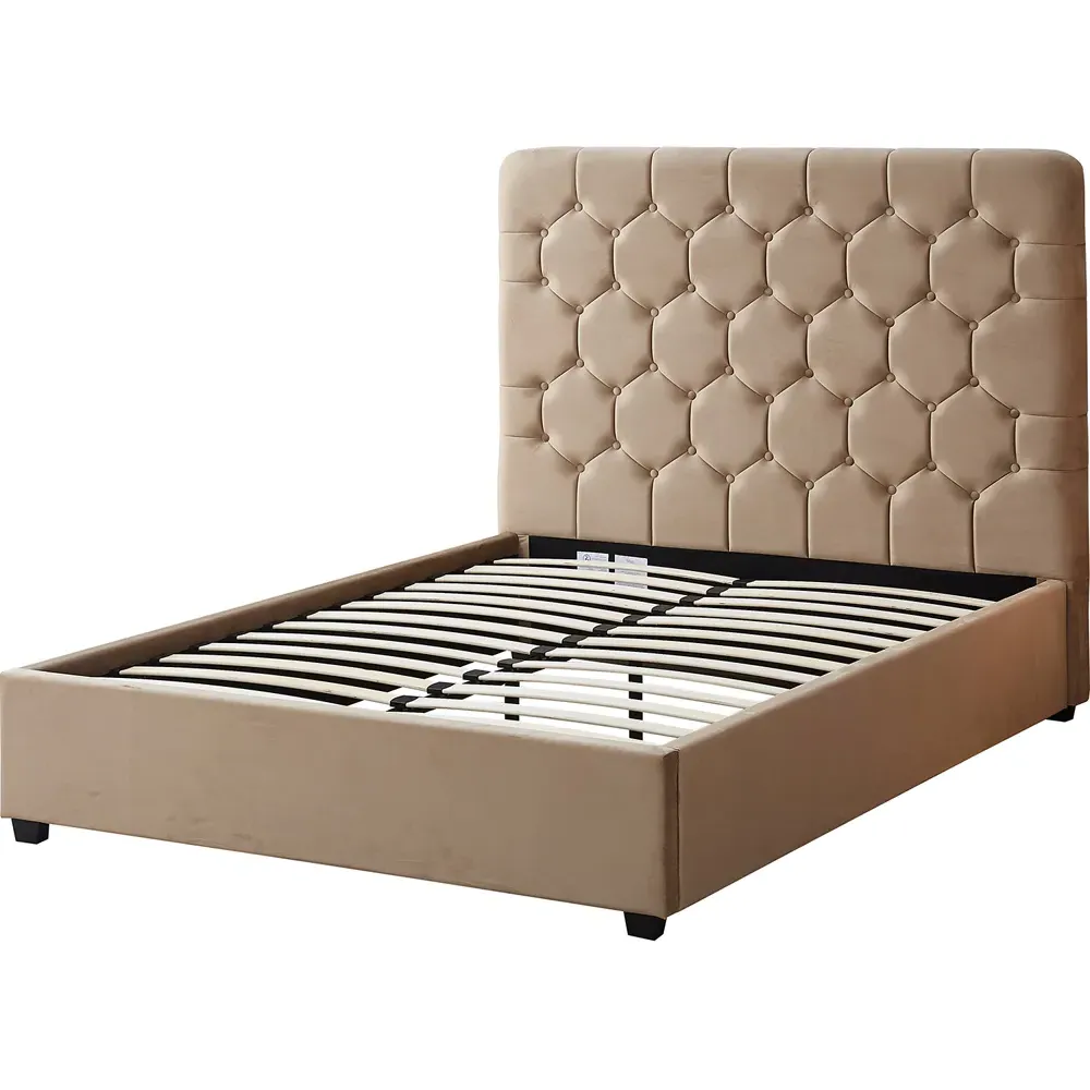 Madison Double Bed Frame - Fawn, Velvet