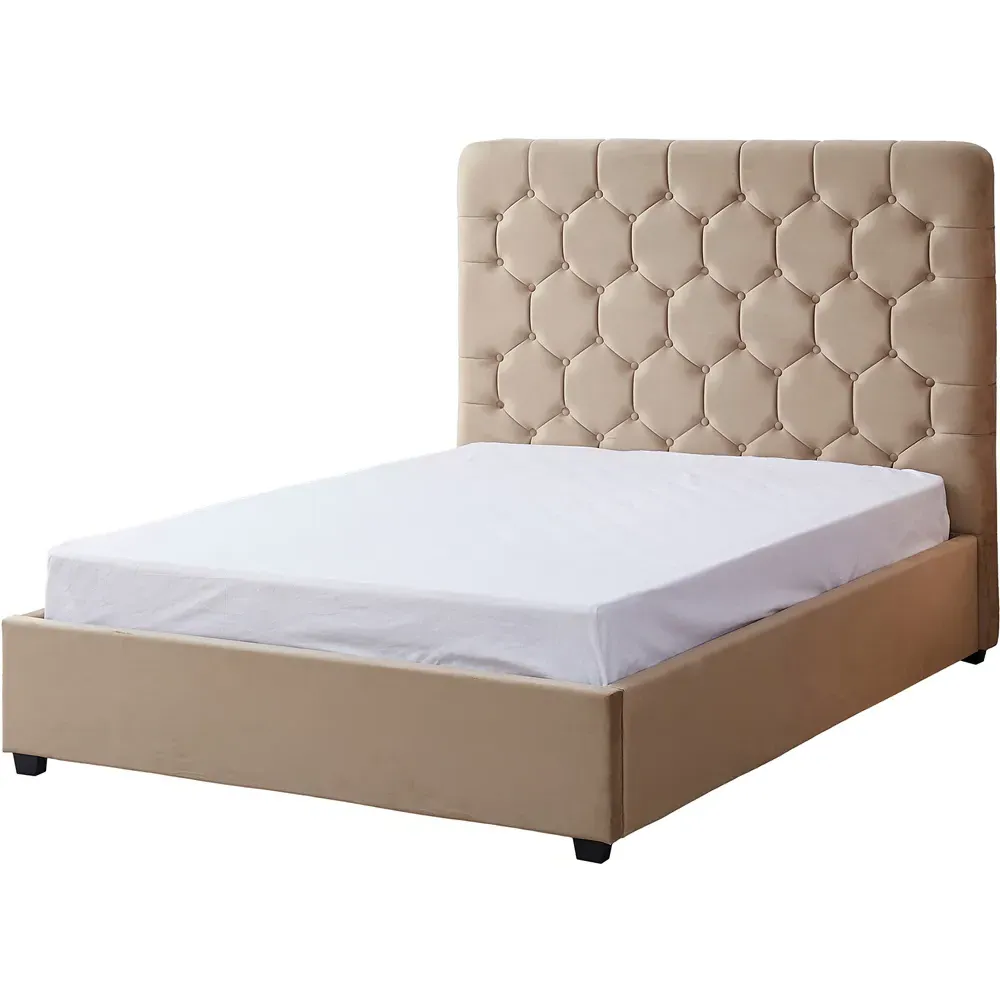 Madison Double Bed Frame - Fawn, Velvet