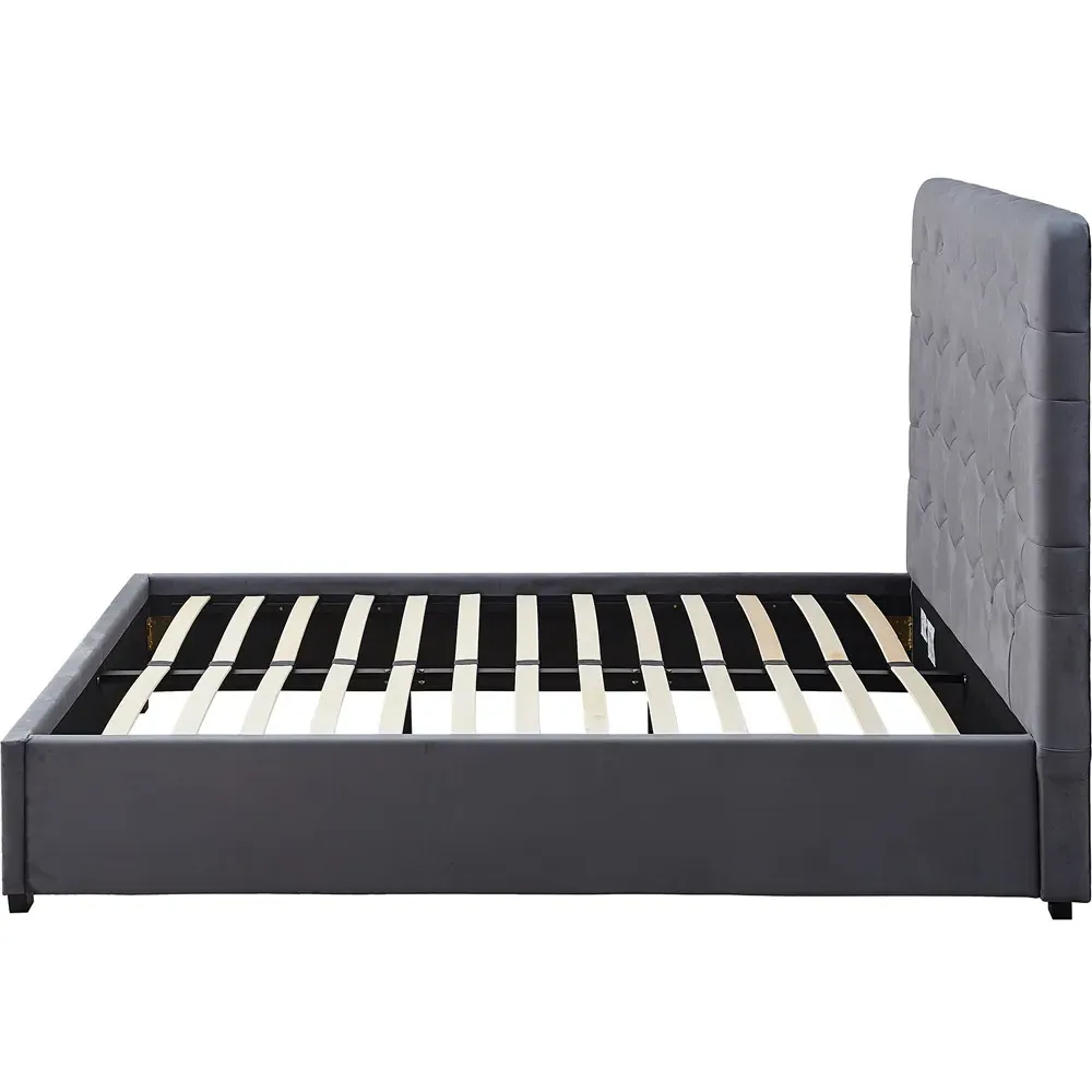 Madison Double Bed Frame - Grey, Velvet