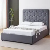 Madison Double Bed Frame - Grey, Velvet