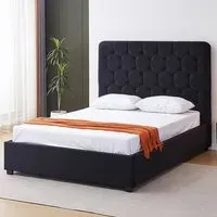 Madison Double Ottoman Bed Frame with Storage - Black, Velvet