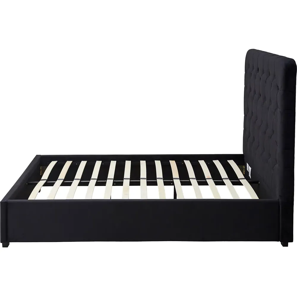 Madison King Size Bed Frame - Black, Velvet