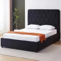 Madison King Size Bed Frame - Black, Velvet