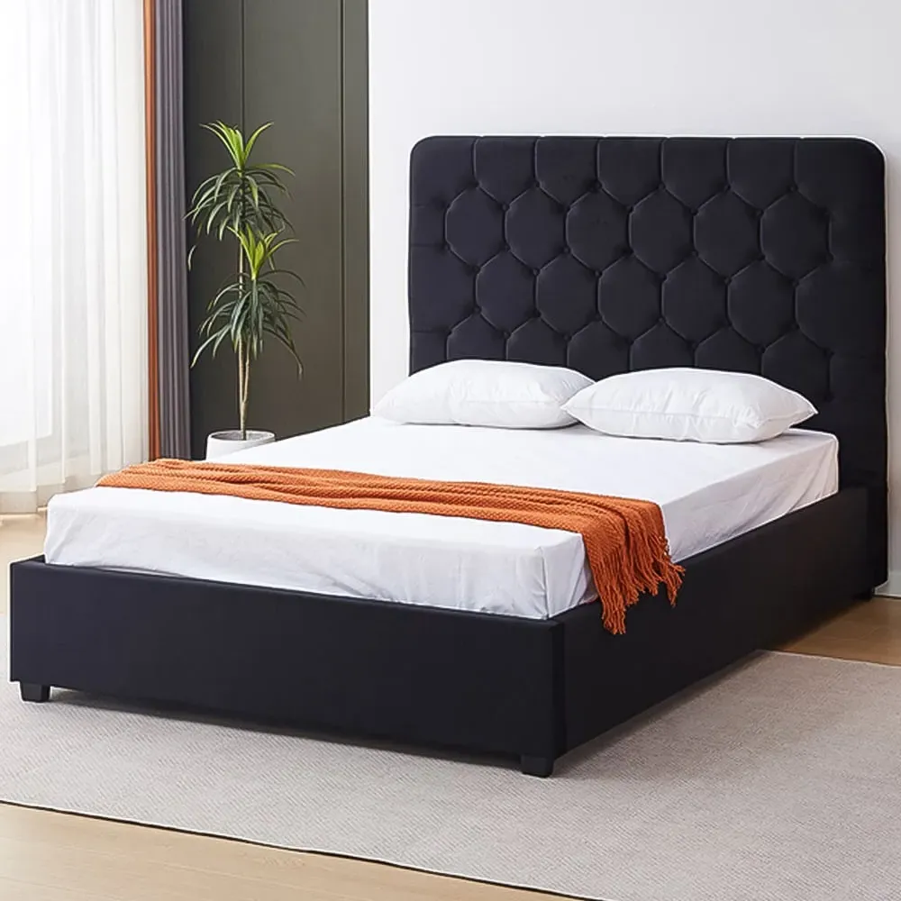 Madison King Size Bed Frame - Black, Velvet image