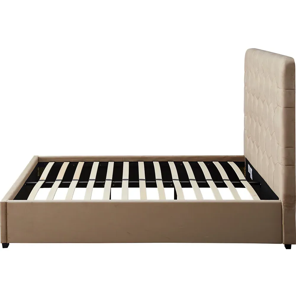 Madison King Size Bed Frame - Fawn, Velvet