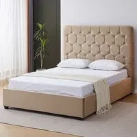 Madison King Size Bed Frame - Fawn, Velvet