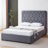 Madison King Size Bed Frame - Grey, Velvet