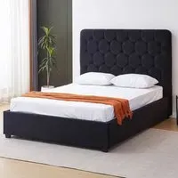 Madison King Size Ottoman Bed Frame with Storage - Black, Velvet