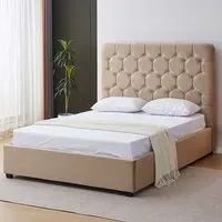 Madison King Size Ottoman Bed Frame with Storage - Fawn, Velvet