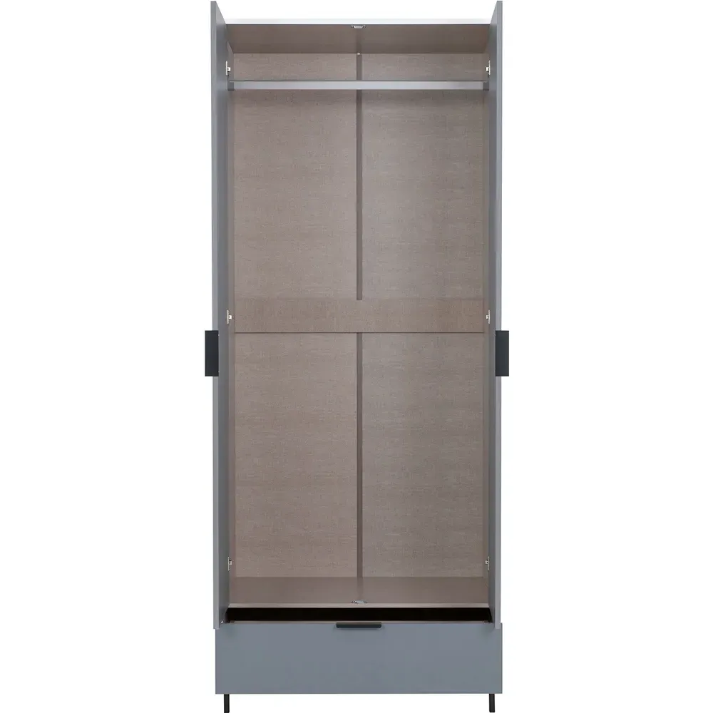 Madrid 2 Door Wardrobe Set - Grey, White Gloss