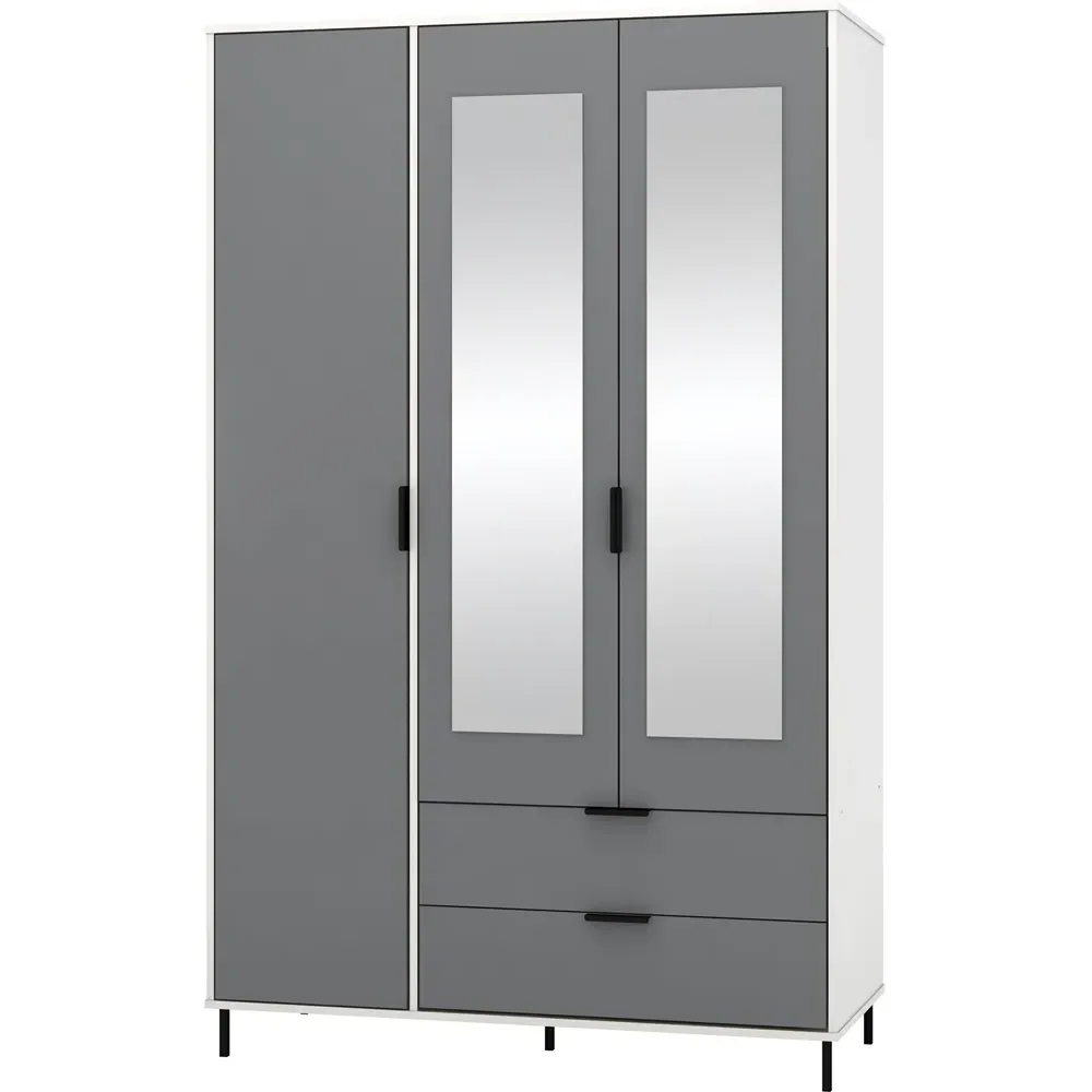 Madrid 3 Door 2 Drawer Wardrobe - Grey, White Gloss
