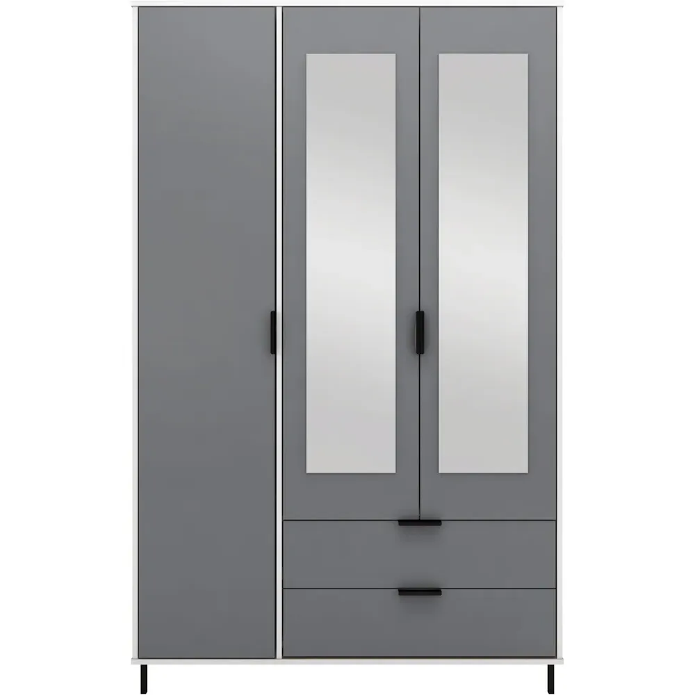 Madrid 3 Door 2 Drawer Wardrobe - Grey, White Gloss