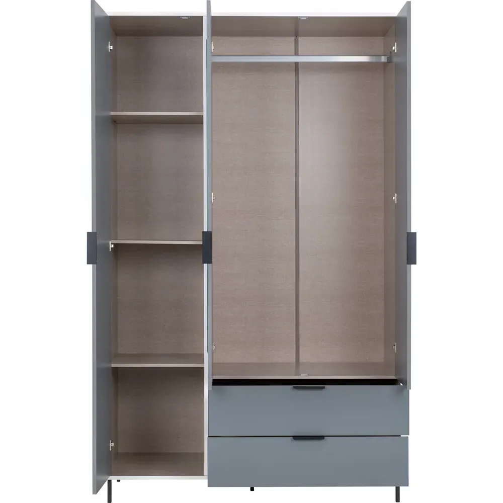 Madrid 3 Door 2 Drawer Wardrobe - Grey, White Gloss