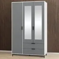 Madrid 3 Door 2 Drawer Wardrobe - Grey, White Gloss
