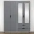 Madrid 4 Door 2 Drawer Wardrobe - Grey, White Gloss