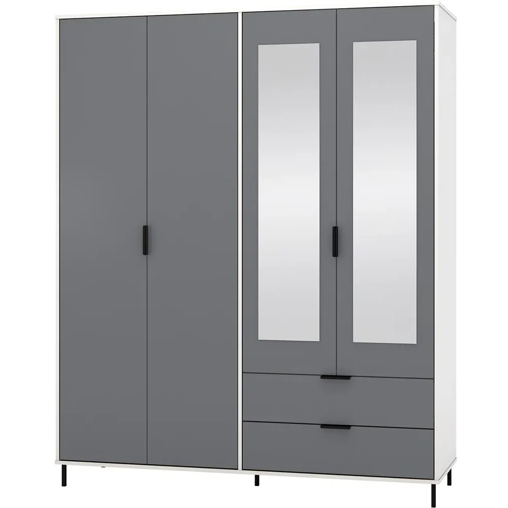 Madrid 4 Door Wardrobe Set - Grey, White Gloss